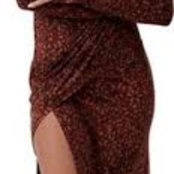 4 - NWT- FREE PEOPLE SHAYLA WRAP MIDI CHOCOLATE COMBO DRESS - Picture 5 of 11
